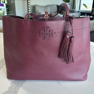 Authentic Tory Burch, maroon leather tote/purse